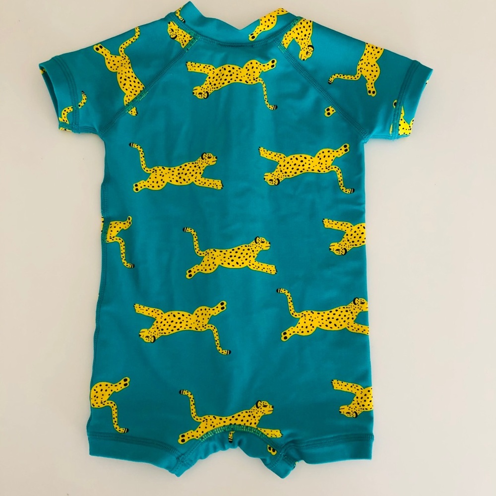 Hanna Andersson Teal and Yellow Kids Swim One Piece - Picture 5 of 7